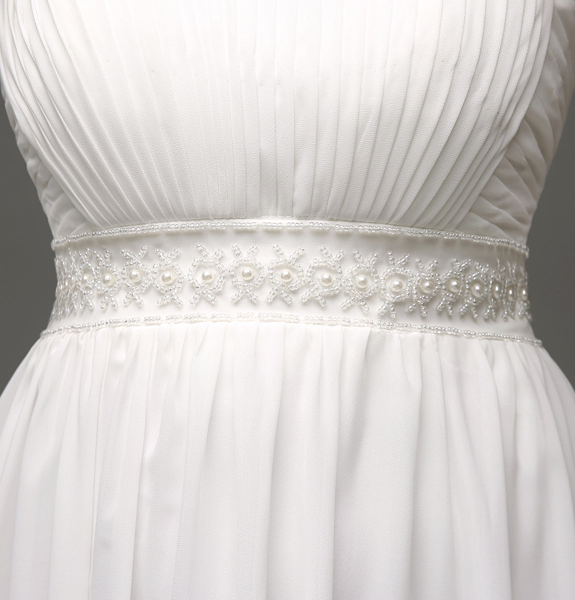7‑Day Dispatch Strapless Pleated Chiffon Wedding Dress Beaded Empire Waist Bridal Gown