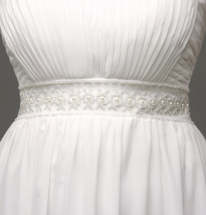 7‑Day Dispatch Strapless Pleated Chiffon Wedding Dress Beaded Empire Waist Bridal Gown