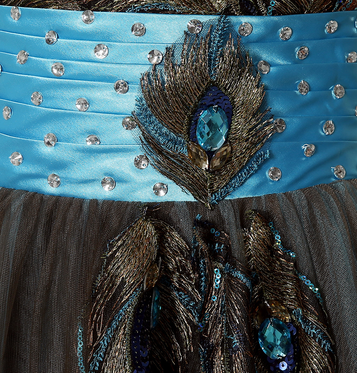 7‑Day Dispatch Strapless Sweetheart Peacock Embroidery Short Tulle Homecoming Dress With Beaded Waistband