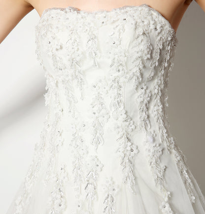 7‑Day Dispatch Strapless Sweetheart White Tulle Ball Gown Lace Beaded Corset Back Wedding Dress Formal Dress