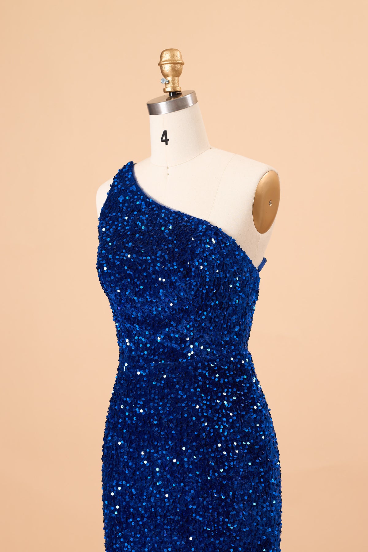 Royal Blue Sequin One Shoulder Mermaid Prom Gown With Train | Ships Within 72 Hours
