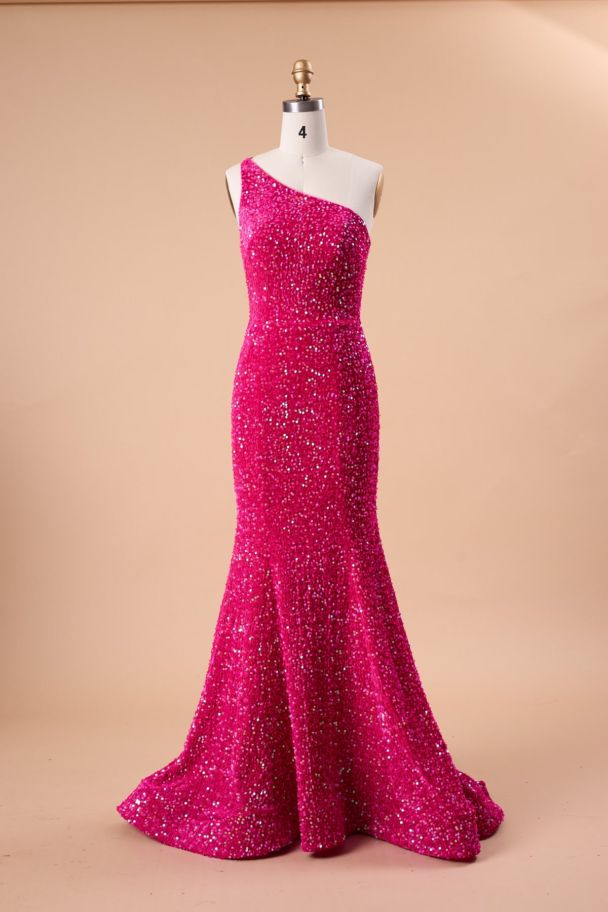 72‑Hour Dispatch Fuchsia Sequin One‑Shoulder Mermaid Prom Dress Long Formal Evening Gown