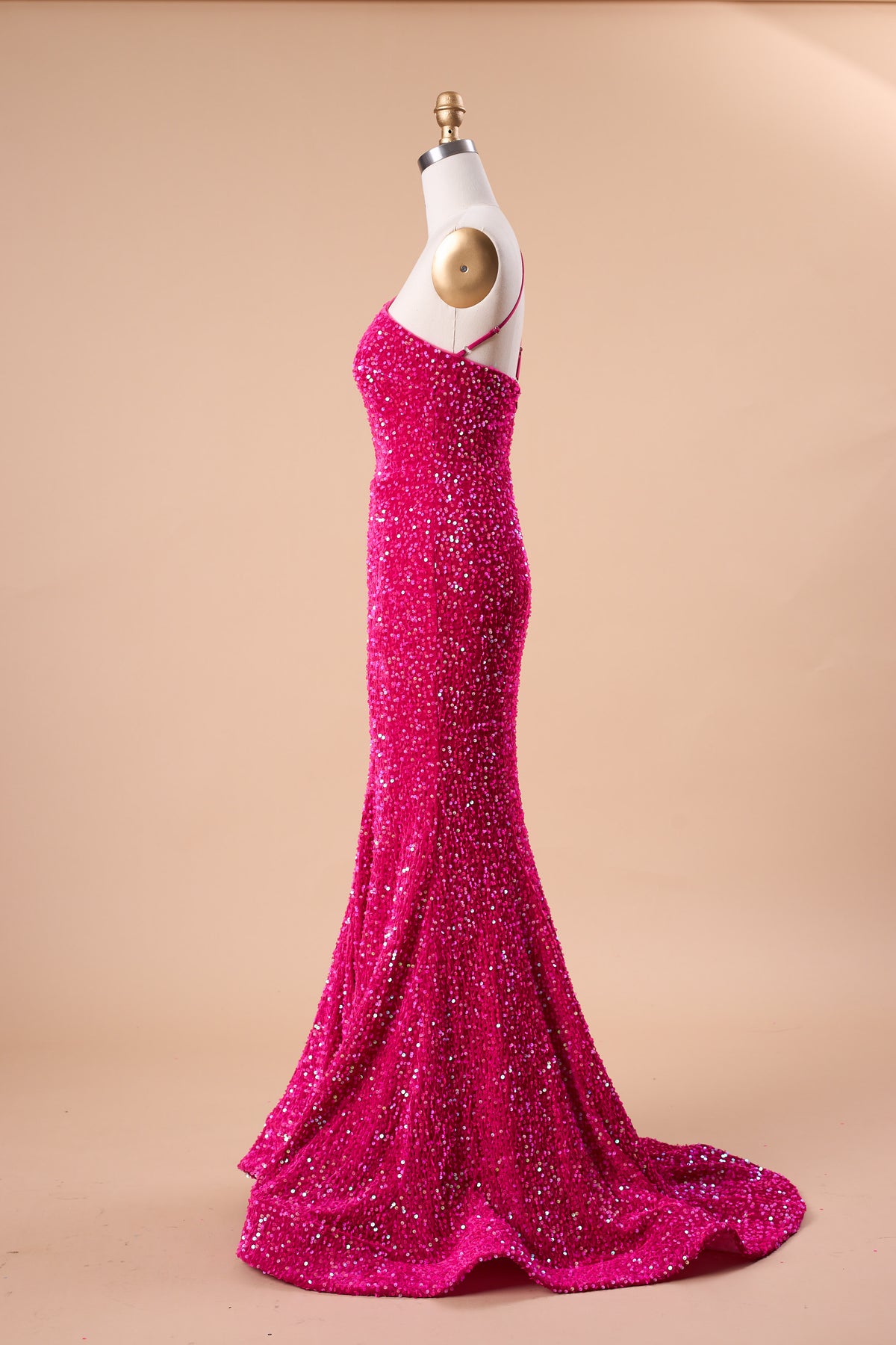 72‑Hour Dispatch Fuchsia Sequin One‑Shoulder Mermaid Prom Dress Long Formal Evening Gown