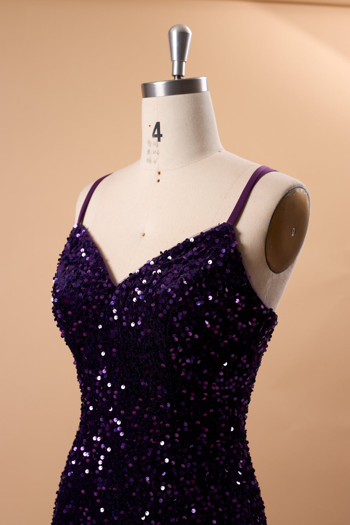 72‑Hour Dispatch Dark Purple Velvet Sequin Spaghetti Strap Mermaid Prom Dress Long Formal Evening Gown
