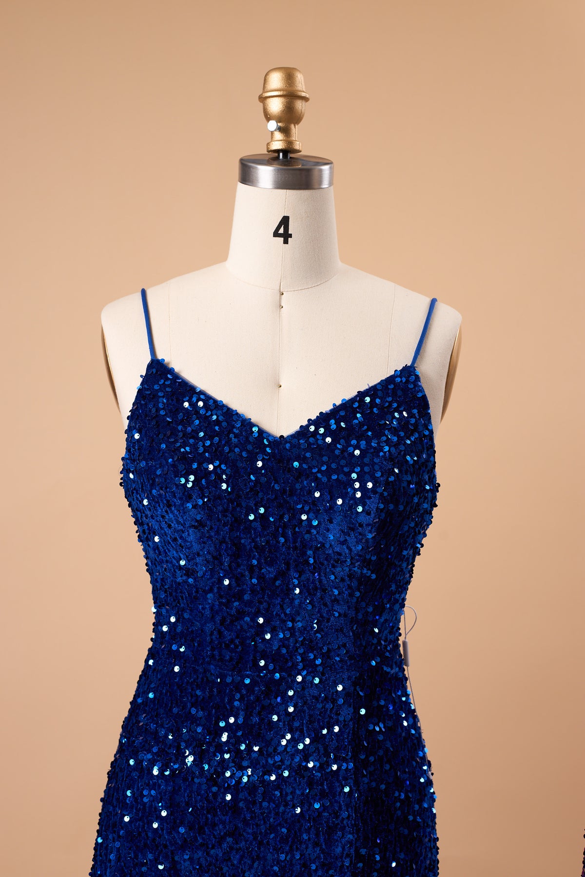 72‑Hour Dispatch Royal Blue Velvet Sequin Spaghetti Strap Slit Mermaid Prom Dress Long Evening Gown