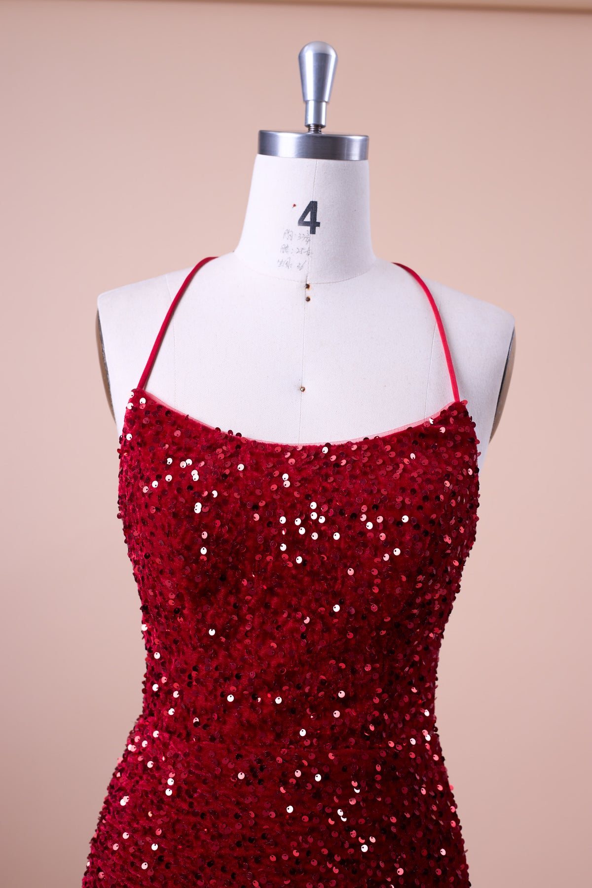 72‑Hour Dispatch Red Velvet Sequin Halter Spaghetti Strap Square Neck Short Homecoming Dress