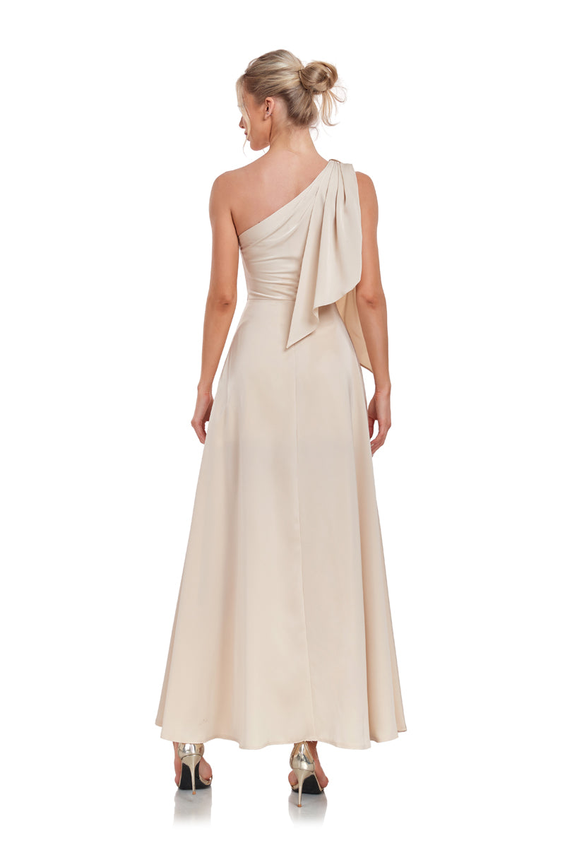 Blush Pink V-Neck Flutter Sleeve Satin Midi Dress Ruffle Hem