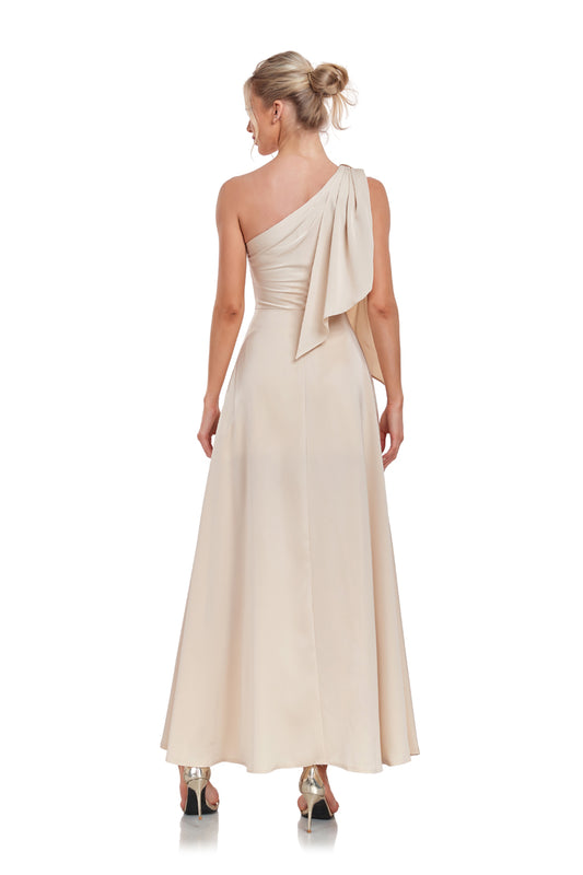 Blush Pink V-Neck Flutter Sleeve Satin Midi Dress Ruffle Hem