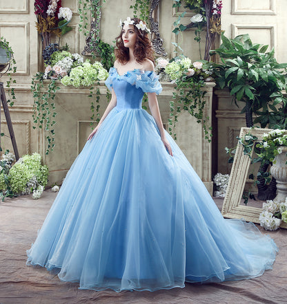72-Hour Dispatch Light Blue Tulle Quinceanera Dress 3D Butterfly Lace-up Ball Gown