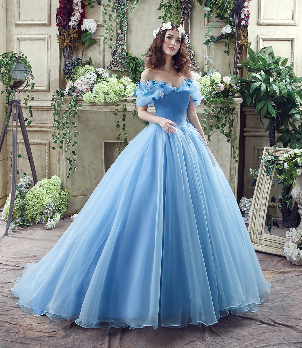 72-Hour Dispatch Light Blue Tulle Quinceanera Dress 3D Butterfly Lace-up Ball Gown