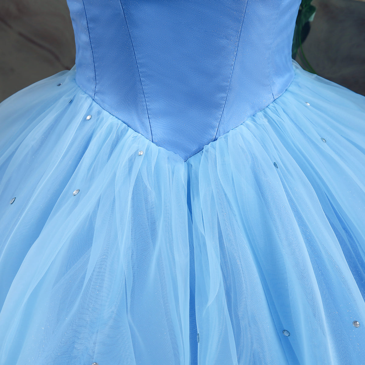 72-Hour Dispatch Light Blue Tulle Quinceanera Dress 3D Butterfly Lace-up Ball Gown