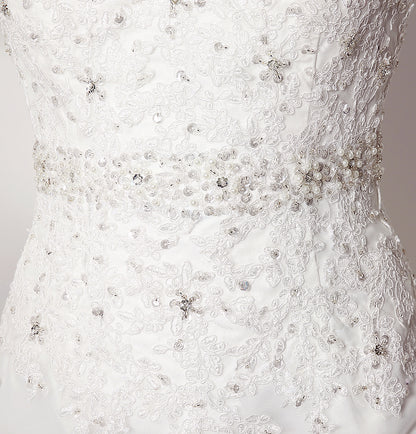 7‑Day Dispatch Sleeveless Illusion Neck Lace Mermaid Wedding Dress Low V‑Back with Oversized Bow Bridal Gown