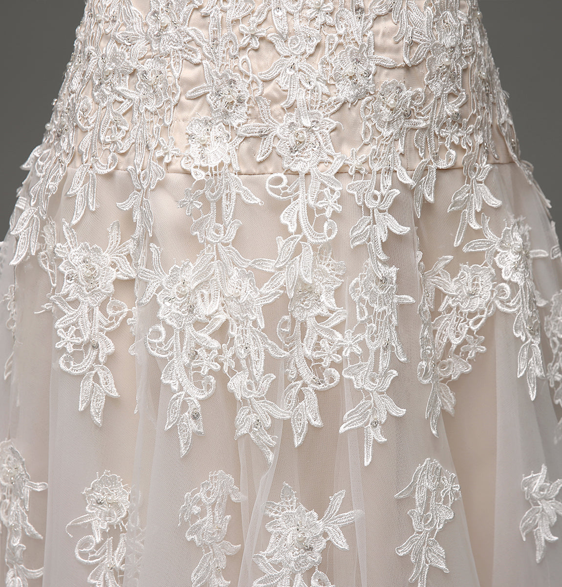 7‑Day Dispatch Strapless Sweetheart Lace Applique Tulle A‑Line Wedding Dress Corset Back Bridal Gown