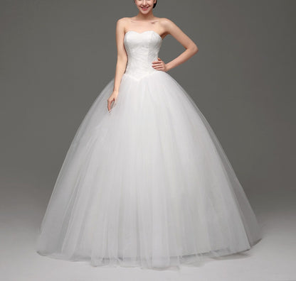 7‑Day Dispatch Strapless Sweetheart Lace Ball Gown Tulle Wedding Dress