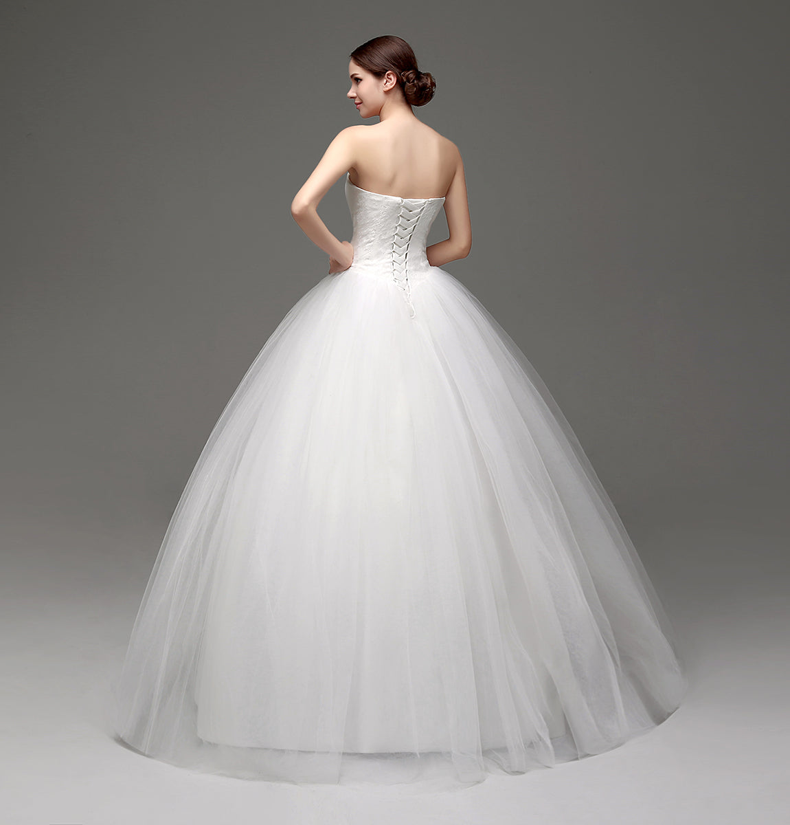 7‑Day Dispatch Strapless Sweetheart Lace Ball Gown Tulle Wedding Dress