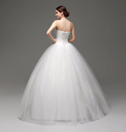7‑Day Dispatch Strapless Sweetheart Lace Ball Gown Tulle Wedding Dress