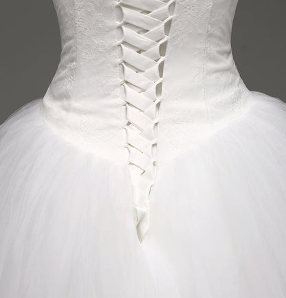 7‑Day Dispatch Strapless Sweetheart Lace Ball Gown Tulle Wedding Dress