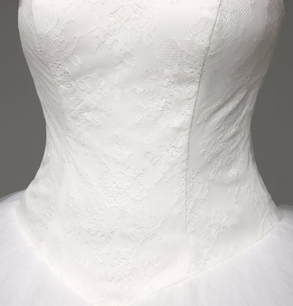 7‑Day Dispatch Strapless Sweetheart Lace Ball Gown Tulle Wedding Dress