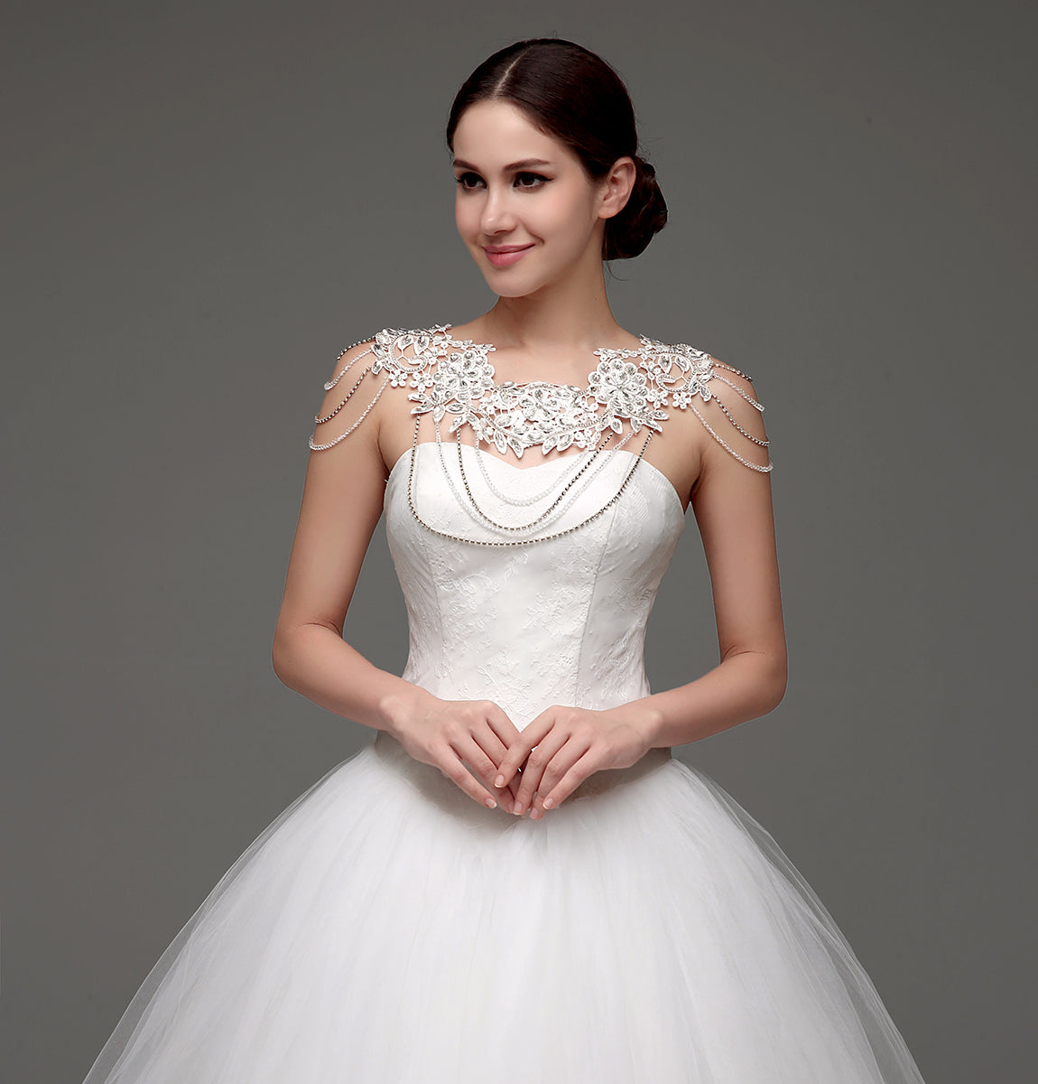 7‑Day Dispatch Strapless Sweetheart Lace Ball Gown Tulle Wedding Dress