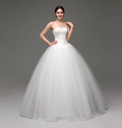 7‑Day Dispatch Strapless Sweetheart Lace Ball Gown Tulle Wedding Dress
