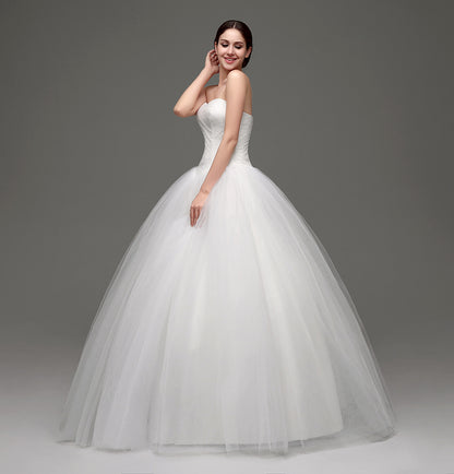 7‑Day Dispatch Strapless Sweetheart Lace Ball Gown Tulle Wedding Dress