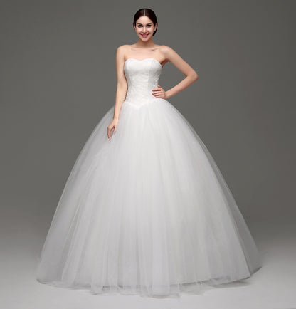 7‑Day Dispatch Strapless Sweetheart Lace Ball Gown Tulle Wedding Dress
